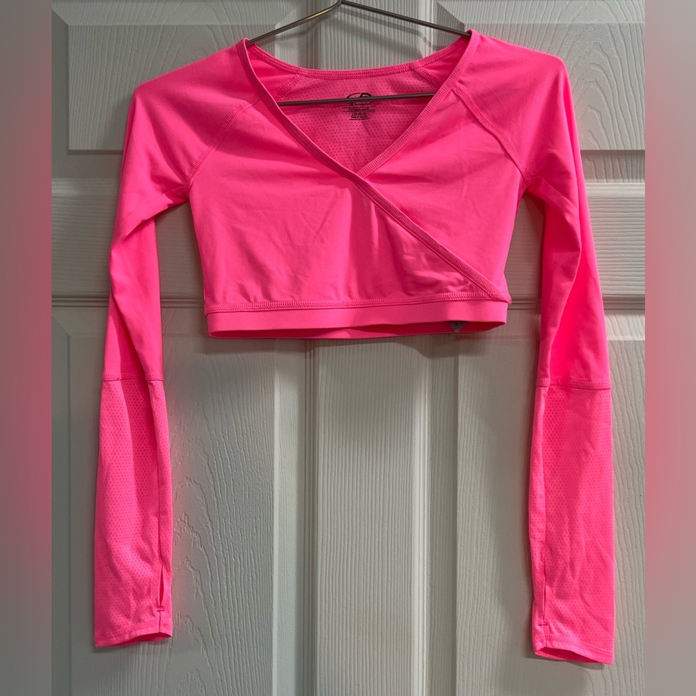 Champion C9 Girls Fitted Hot Pink Athletic/Dance Crop Top - Size Large - EUC